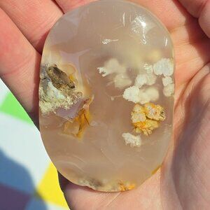 Flower Agate Crystal Palm Stone [E]